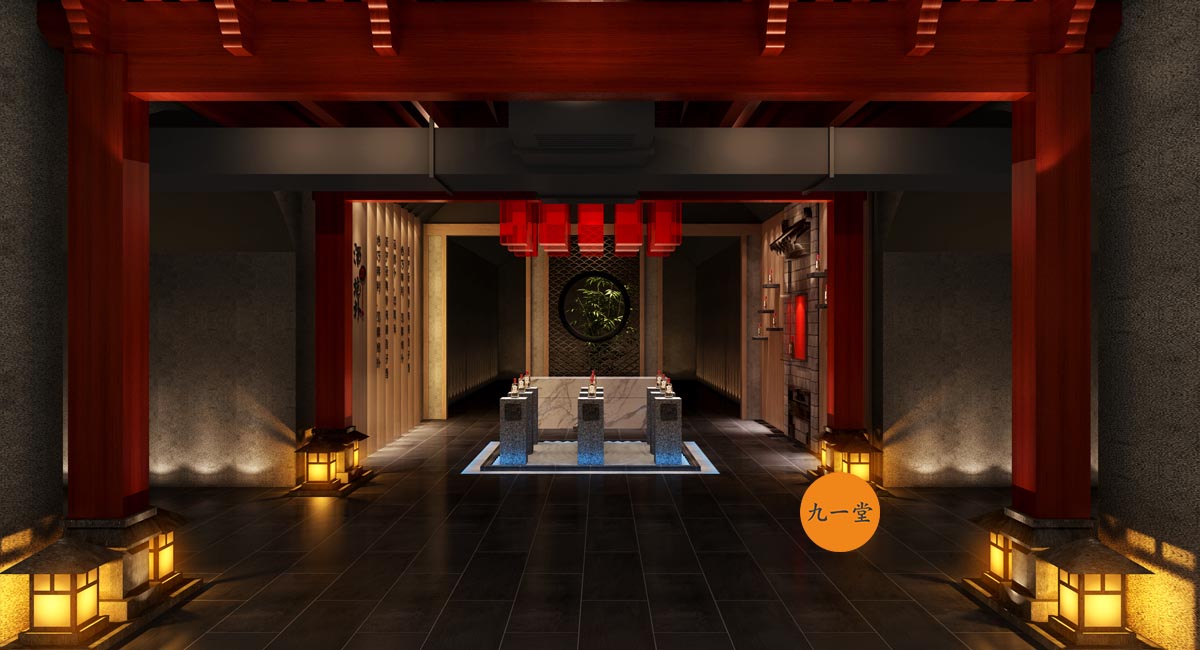 白酒主题展厅设计 / 酒道抱朴|九一堂品牌策划_装装修 抱朴酒业是成都九一堂品牌策划设计品牌系统全案服务客户,前期对品牌定位策划,品牌vi设计,产品包装设计有了较大的成果,其中有一个重点就是酒道抱朴体验中心的打造,整个白酒体验中心坐落在济南千佛山脚下,气候阴凉,植被茂密,是储酒的绝佳胜地,体验中心除了对酒道抱朴文化的传播外,还兼具餐饮,会议,沙龙,娱乐,品酒的功能.